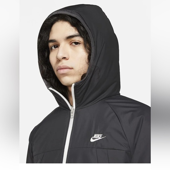 Nike Men's SW Therma-FIT Legacy Black Hooded Reversible Jacket - Picture 7 of 9